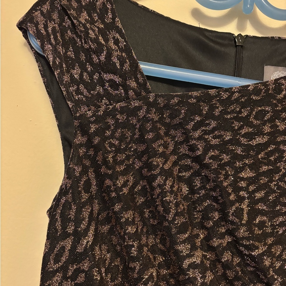 Vince Camuto Black and Gold Ruched Asymmetrical Sheath Dress - Picture 7 of 12
